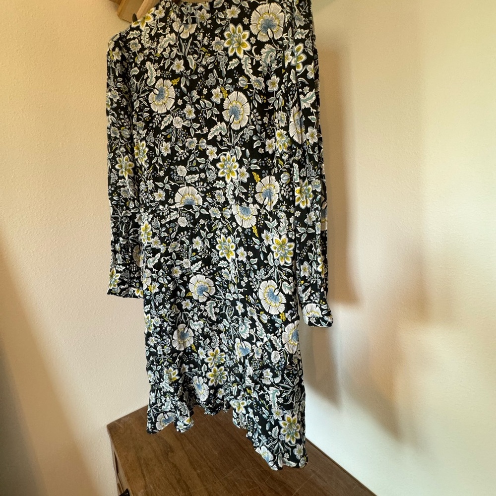 LOFT Blue Floral Long Sleeve Dress